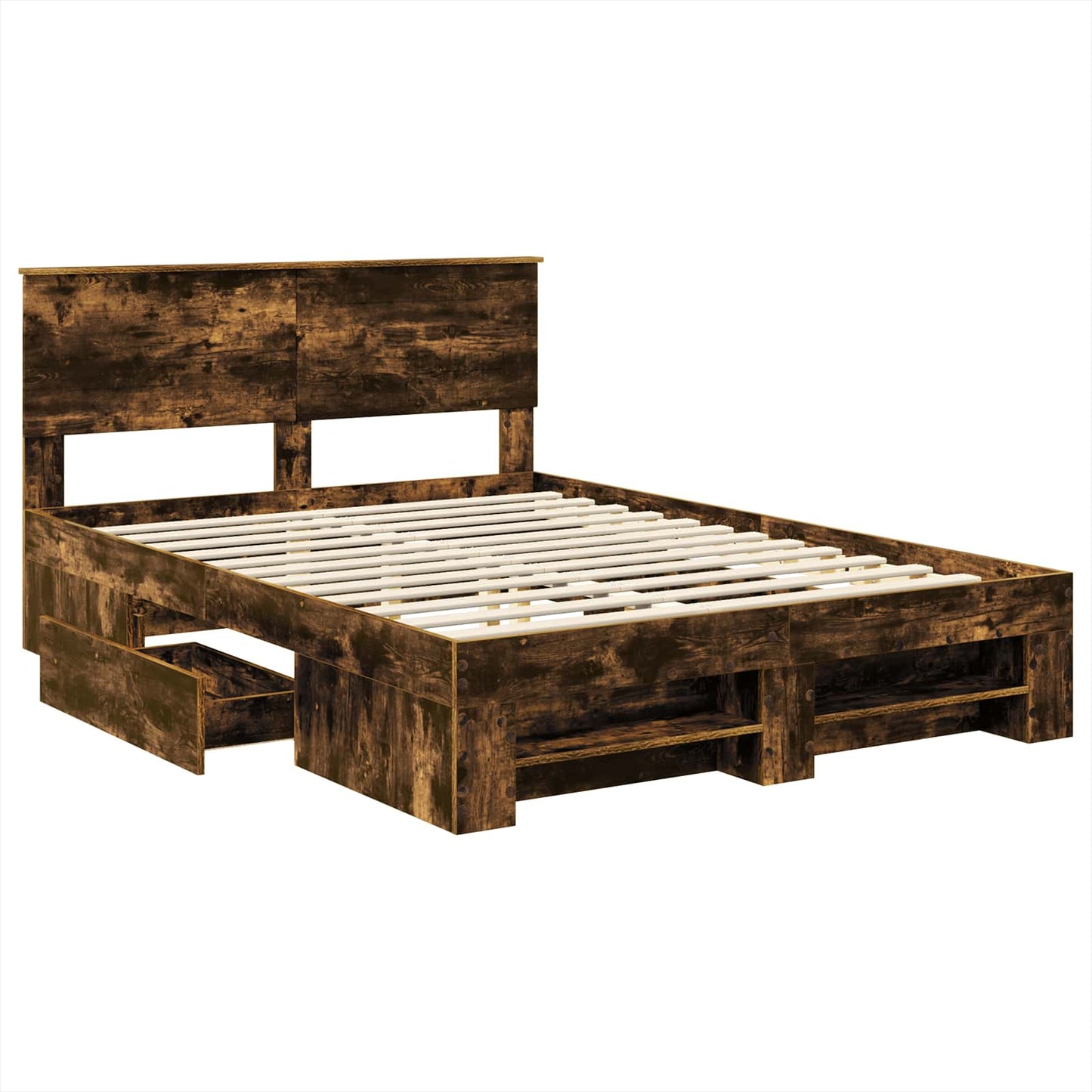 vidaXL Bed Frame Smoked Oak 140 x 200 cm Engineered Wood 5
