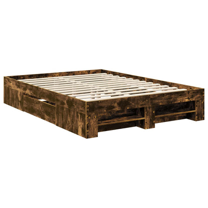 vidaXL Bed Frame Smoked Oak 140 x 200 cm Engineered Wood 6