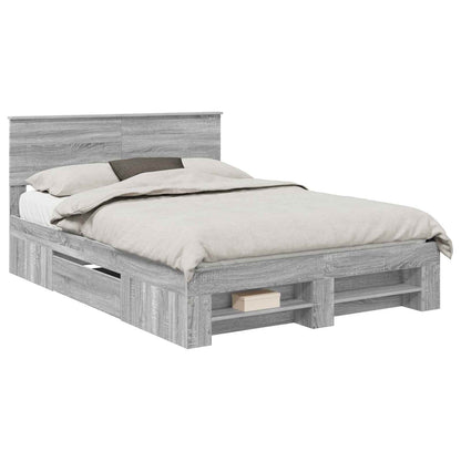 vidaXL Bed Frame Grey Sonoma 140 x 200 cm Engineered Wood 2
