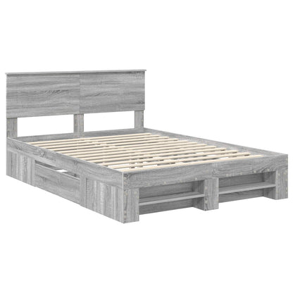 vidaXL Bed Frame Grey Sonoma 140 x 200 cm Engineered Wood 4