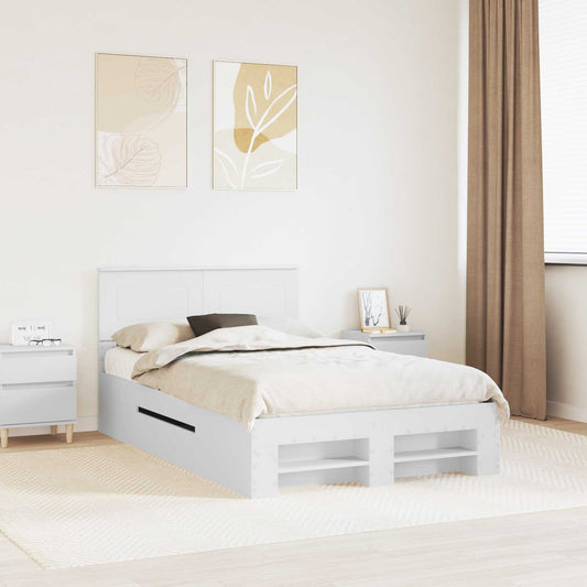 vidaXL Bed Frame with Headboard White 137 x 203 cm Engineered Wood 1