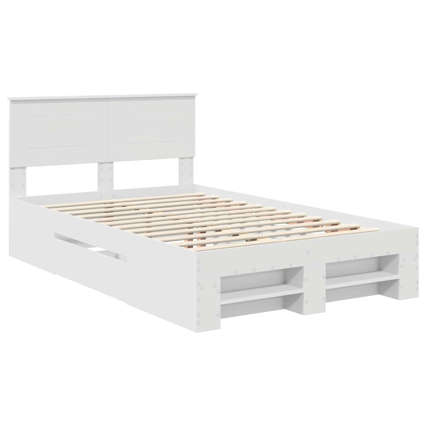 vidaXL Bed Frame with Headboard White 137 x 203 cm Engineered Wood 4