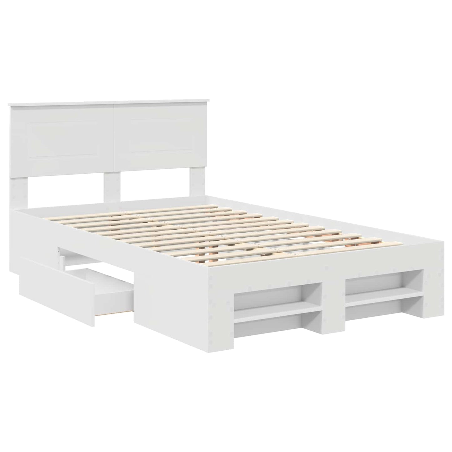 vidaXL Bed Frame with Headboard White 137 x 203 cm Engineered Wood 5