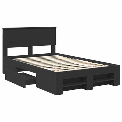 vidaXL Bed Frame with Headboard Black 137 x 203 cm Engineered Wood 5