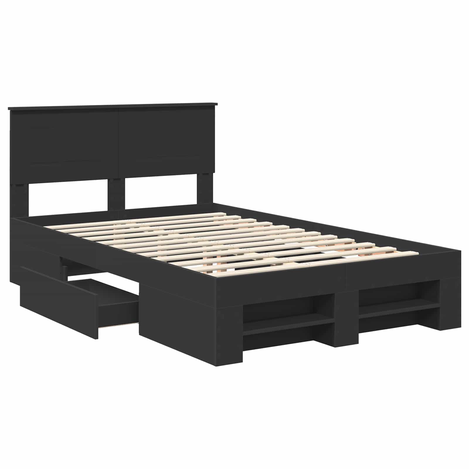 vidaXL Bed Frame with Headboard Black 120 x 200 cm Engineered Wood 5