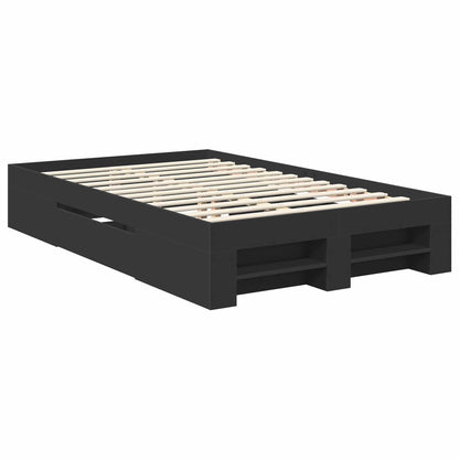 vidaXL Bed Frame with Headboard Black 120 x 200 cm Engineered Wood 6
