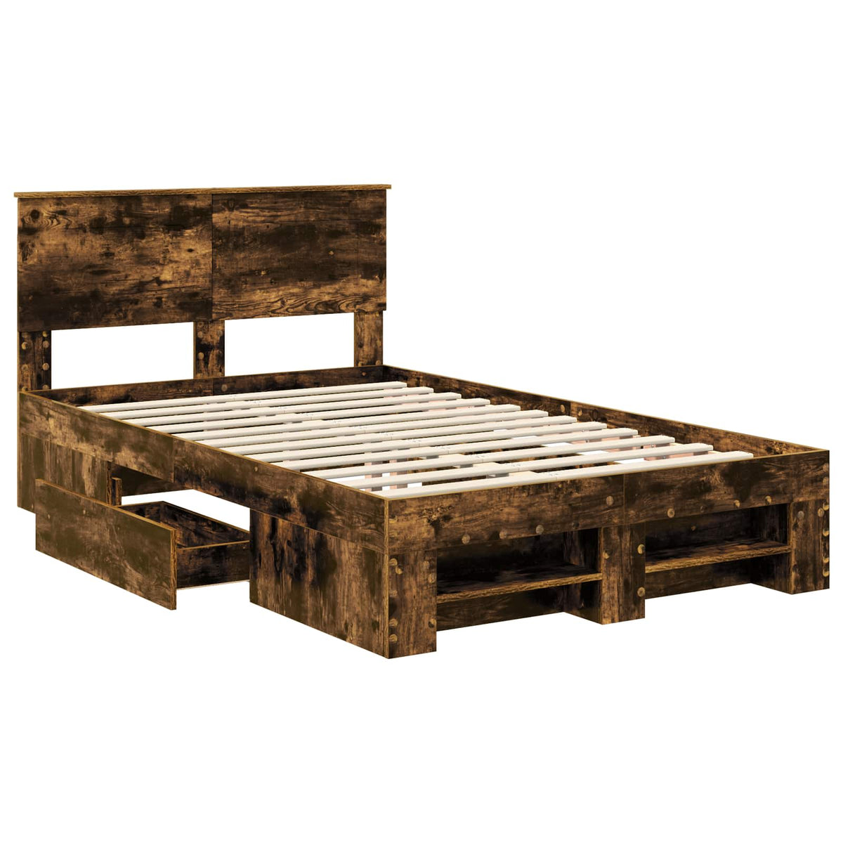 vidaXL Bed Frame Smoked Oak 120 x 200 cm Engineered Wood 5