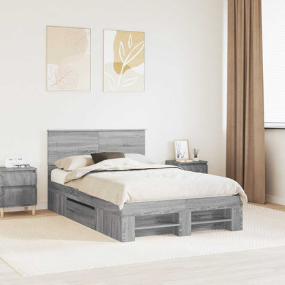 vidaXL Bed Frame Grey Sonoma 120 x 200 cm Engineered Wood 1
