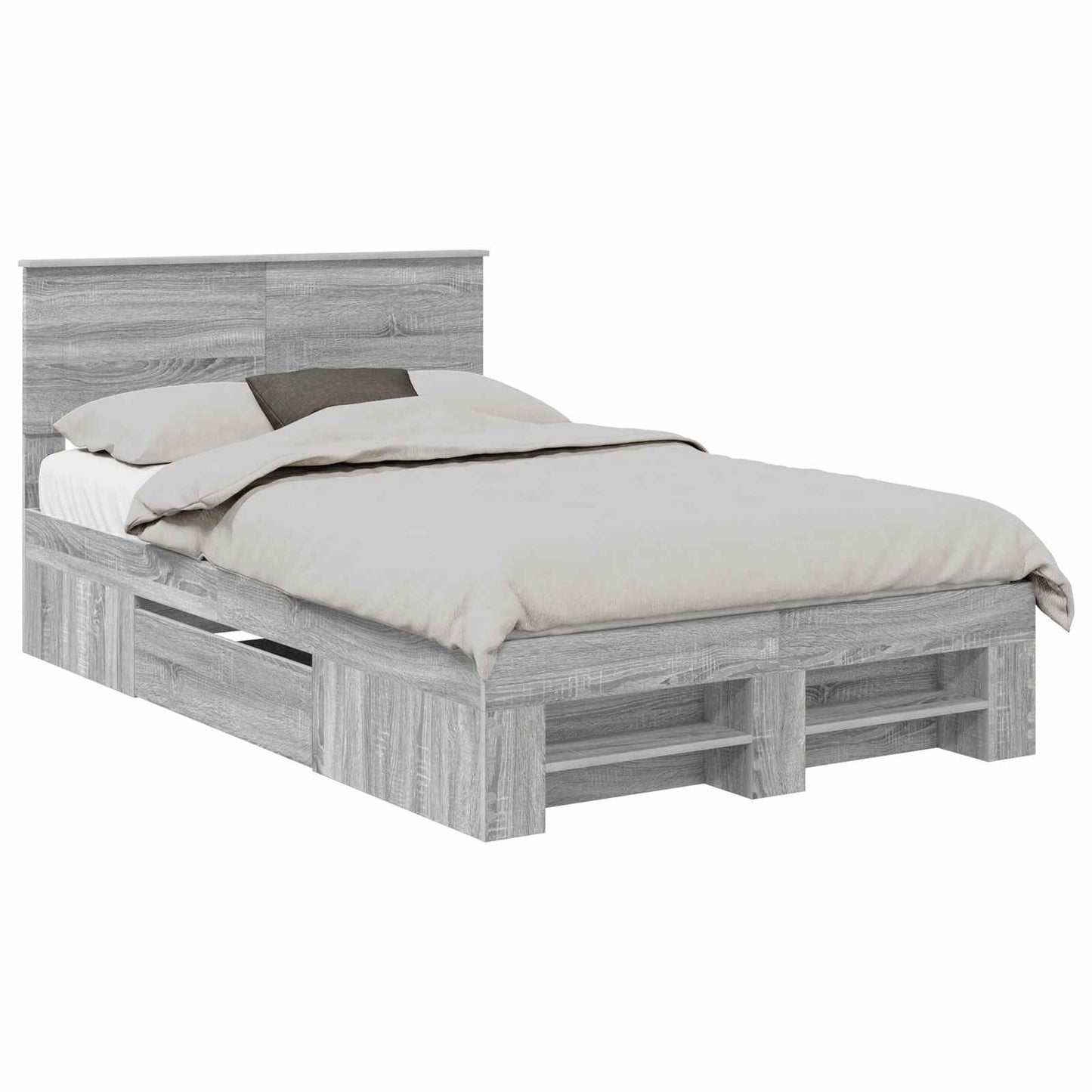 vidaXL Bed Frame Grey Sonoma 120 x 200 cm Engineered Wood 2