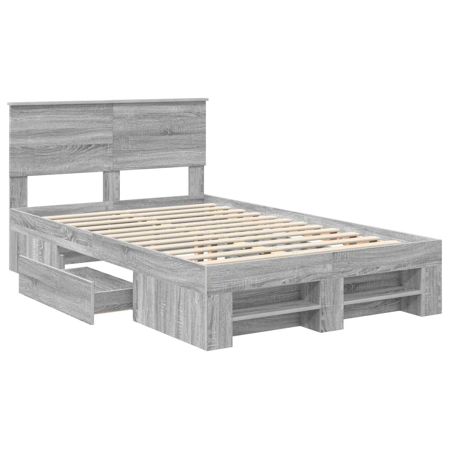 vidaXL Bed Frame Grey Sonoma 120 x 200 cm Engineered Wood 5