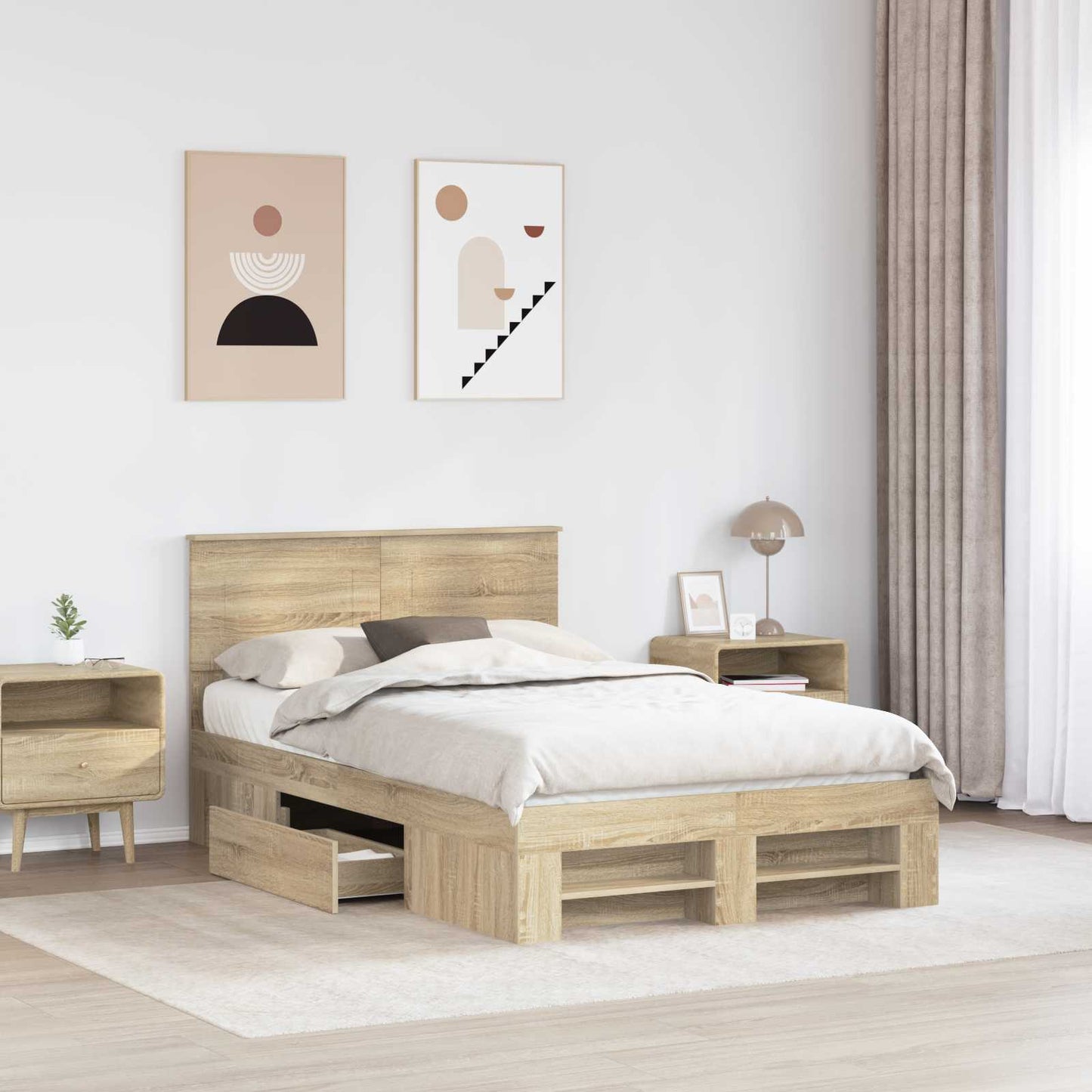 vidaXL Bed Frame Sonoma Oak 120 x 200 cm Engineered Wood 3