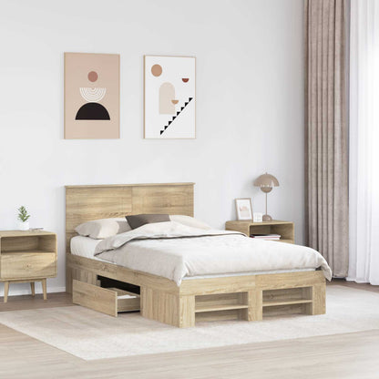 vidaXL Bed Frame Sonoma Oak 120 x 200 cm Engineered Wood 3