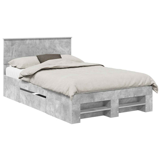 vidaXL Bed Frame Concrete Grey 120 x 200 cm Engineered Wood 2
