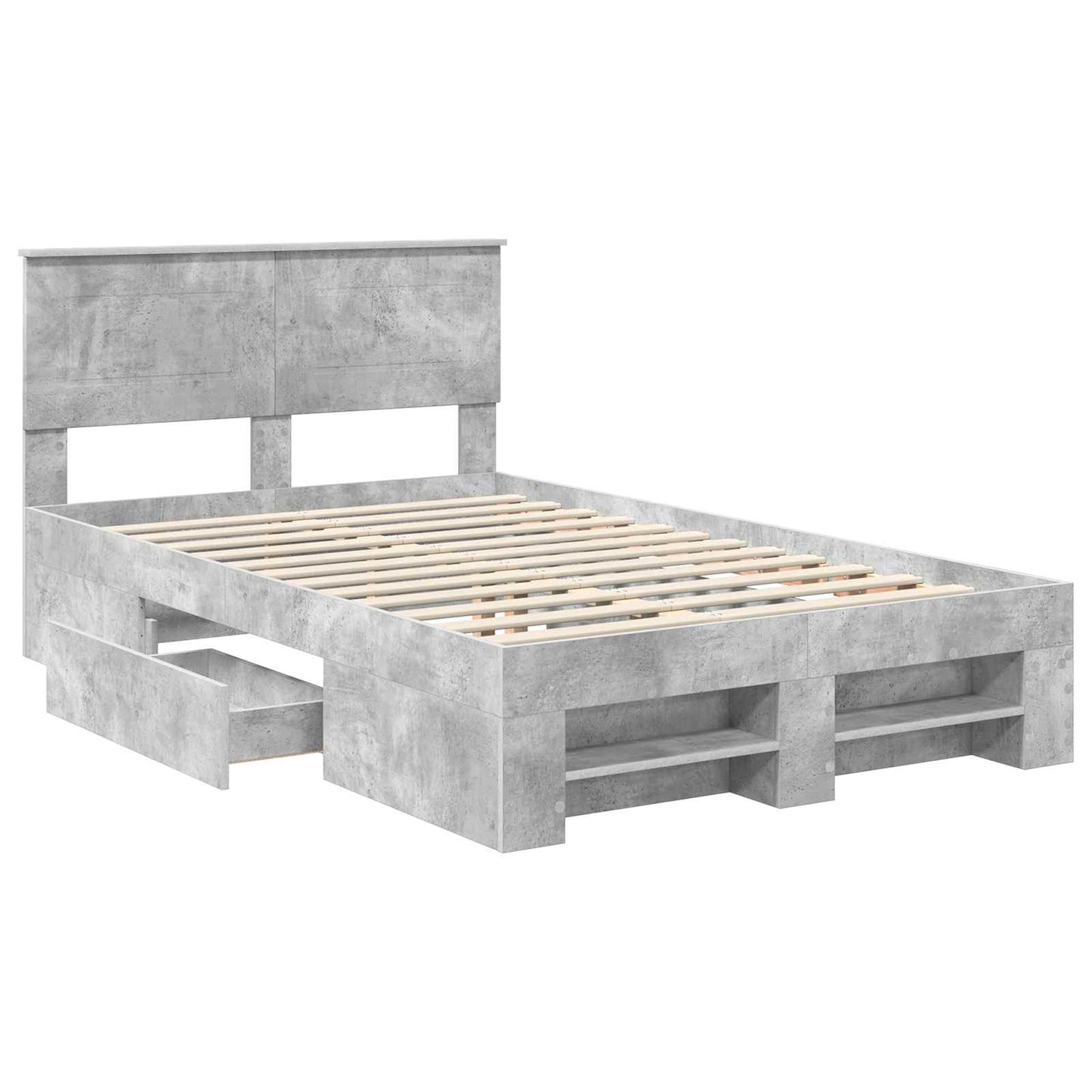 vidaXL Bed Frame Concrete Grey 120 x 200 cm Engineered Wood 5