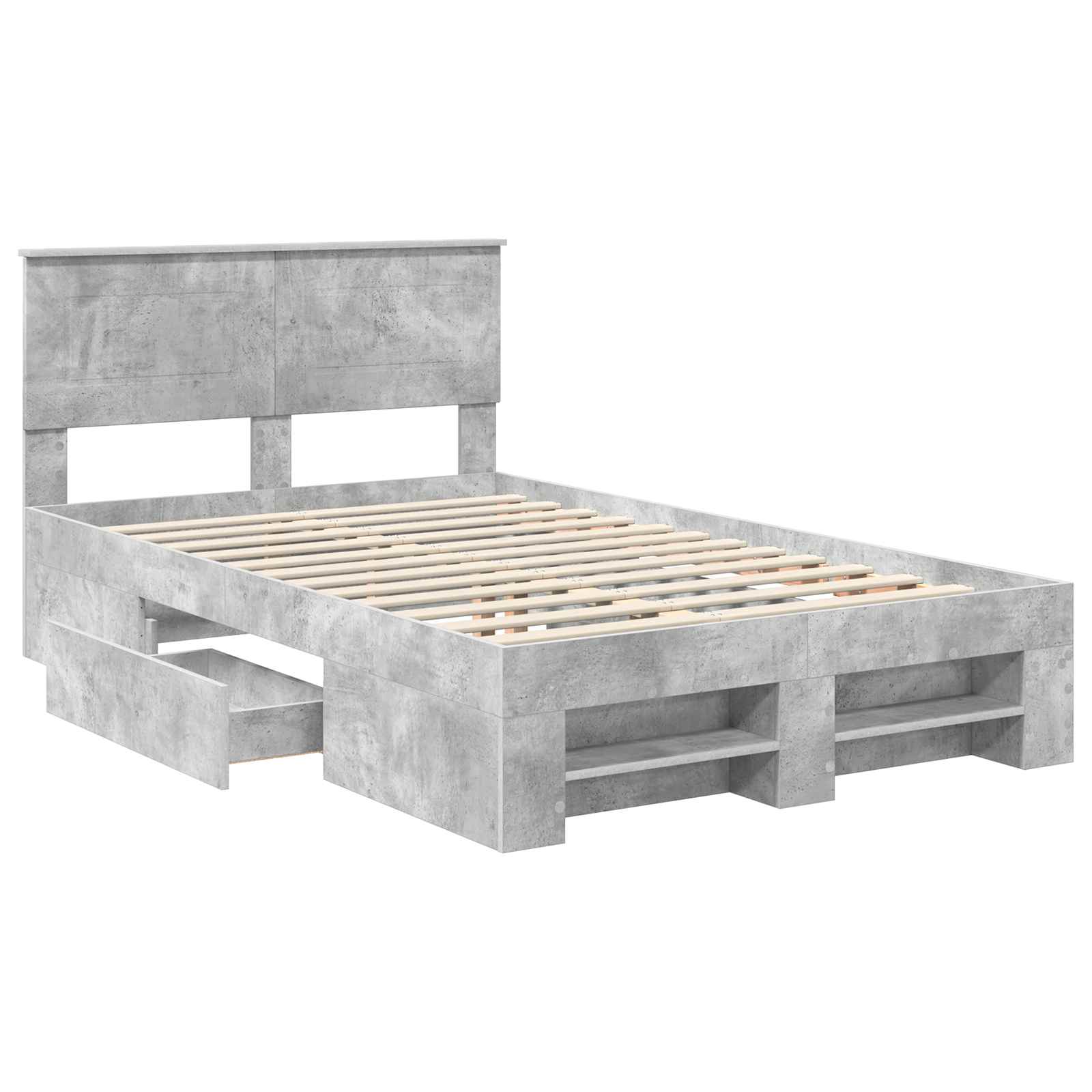 vidaXL Bed Frame Concrete Grey 120 x 200 cm Engineered Wood 5