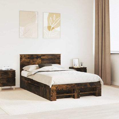 Bed Frame Engineered Wood Length 200 cm Smoked oak 120 cm