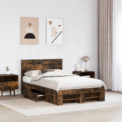 Bed Frame Engineered Wood Length 200 cm Smoked oak 120 cm