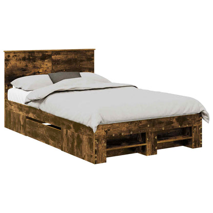Bed Frame Engineered Wood Length 200 cm Smoked oak 120 cm
