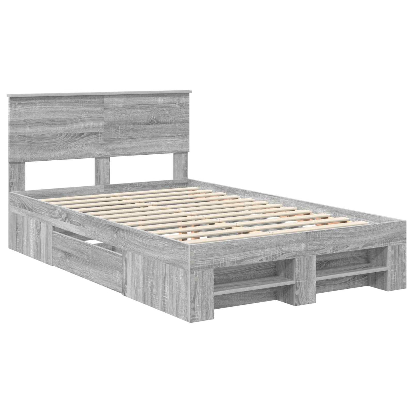 vidaXL Bed Frame Grey Sonoma 120 x 200 cm Engineered Wood 4