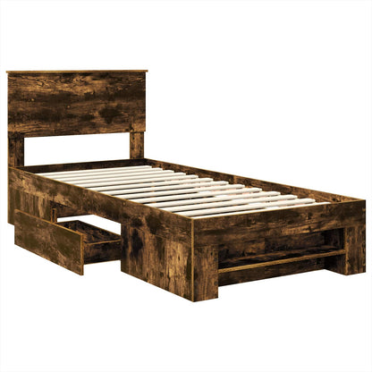 vidaXL Bed Frame with Headboard Smoked Oak 100 x 200 m Engineered Wood 5