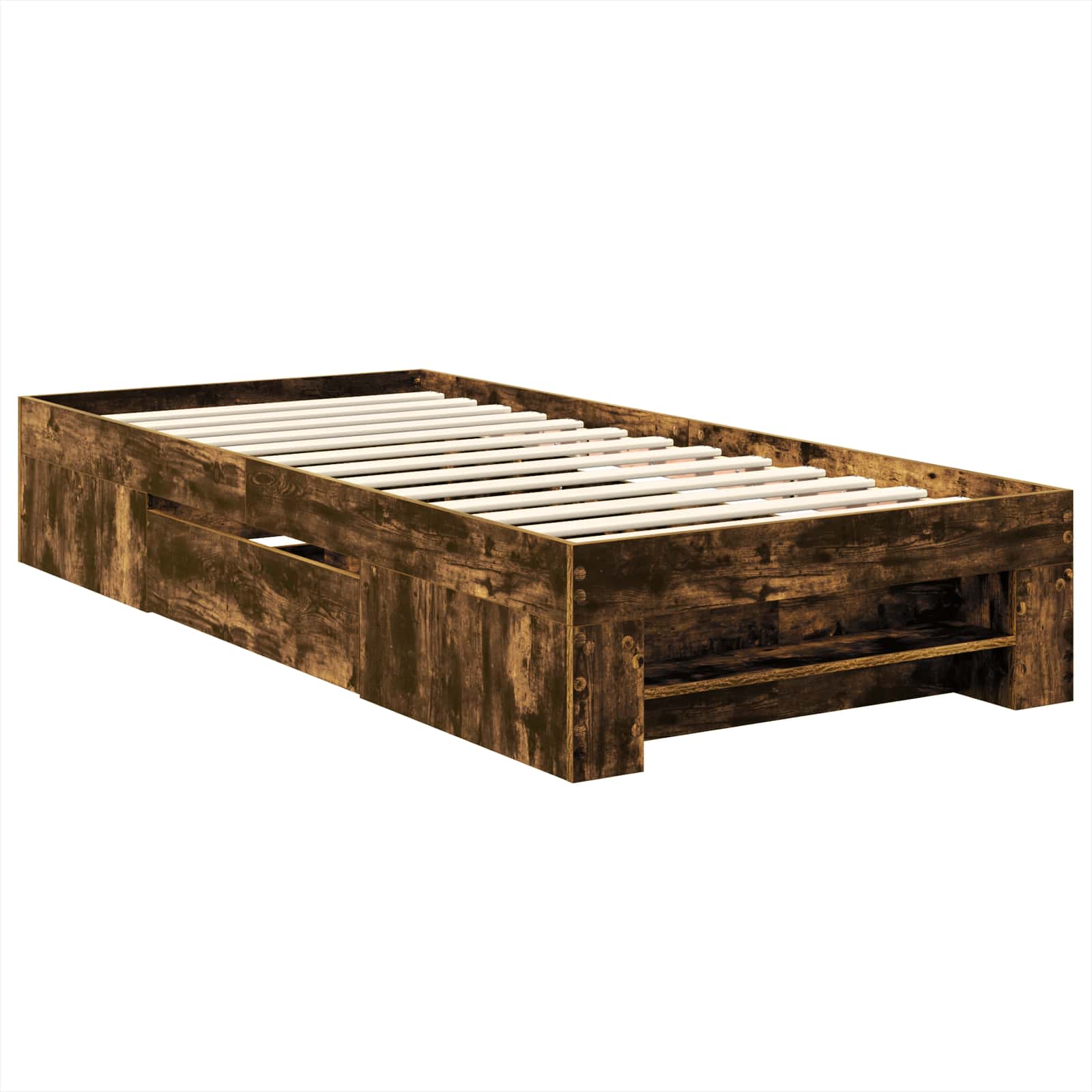 vidaXL Bed Frame with Headboard Smoked Oak 100 x 200 m Engineered Wood 6