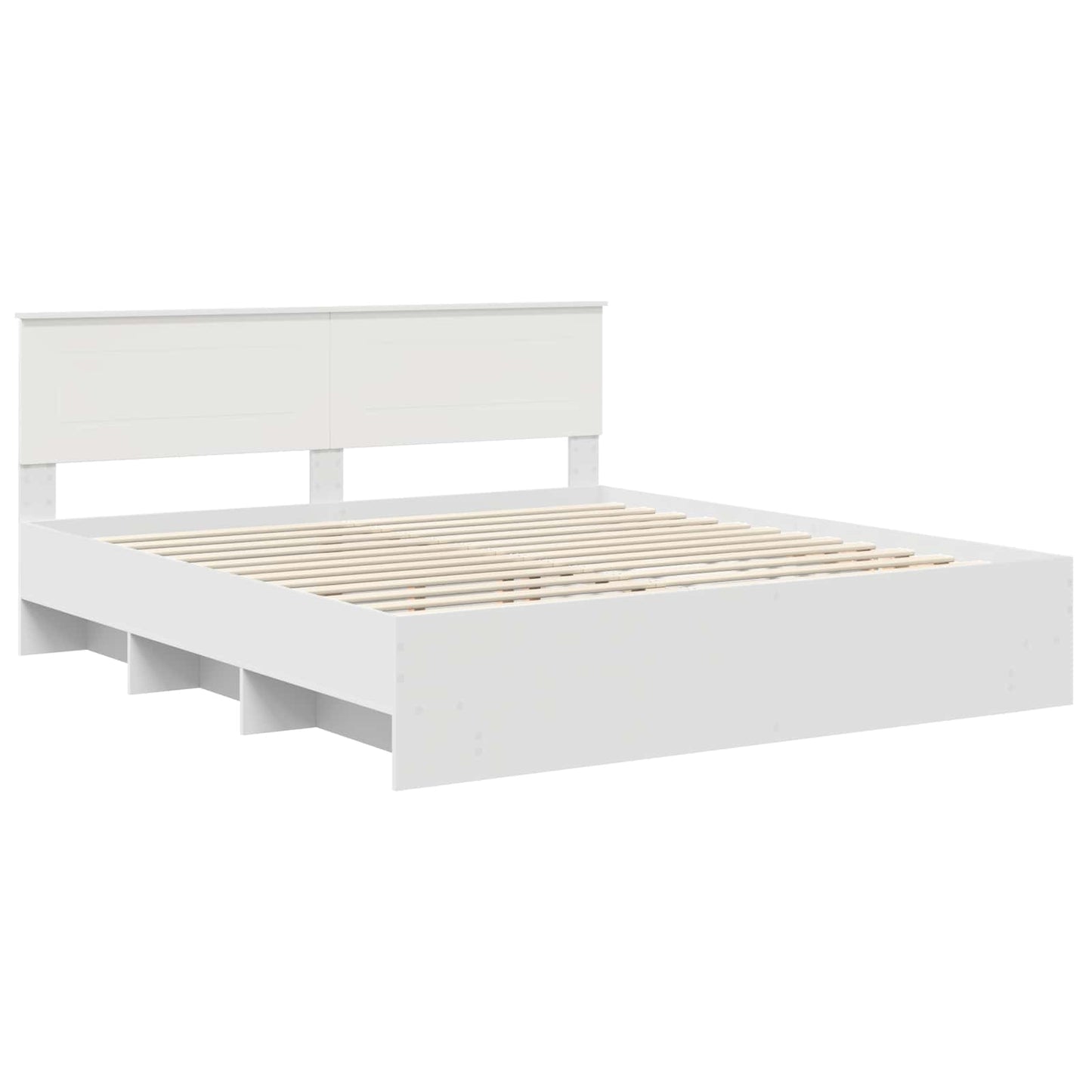 vidaXL Bed Frame with Headboard White 200 x 200 cm Engineered Wood 4
