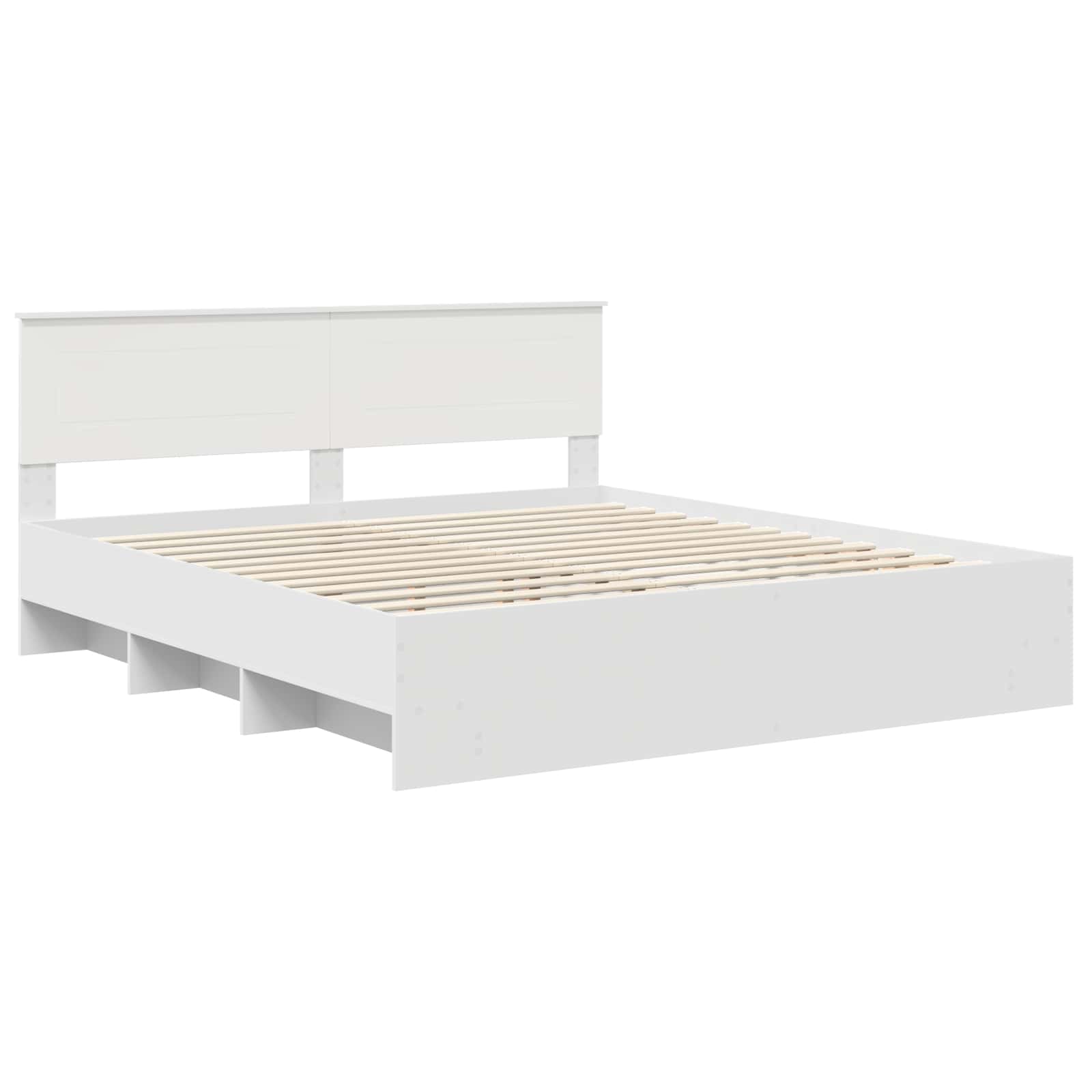 vidaXL Bed Frame with Headboard White 200 x 200 cm Engineered Wood 4