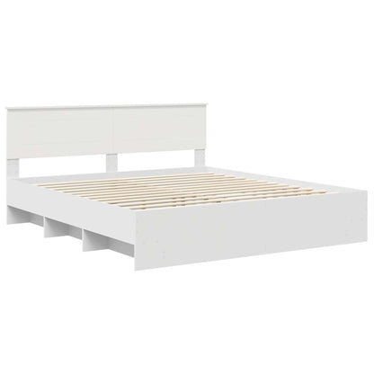 vidaXL Bed Frame with Headboard White 200 x 200 cm Engineered Wood 4