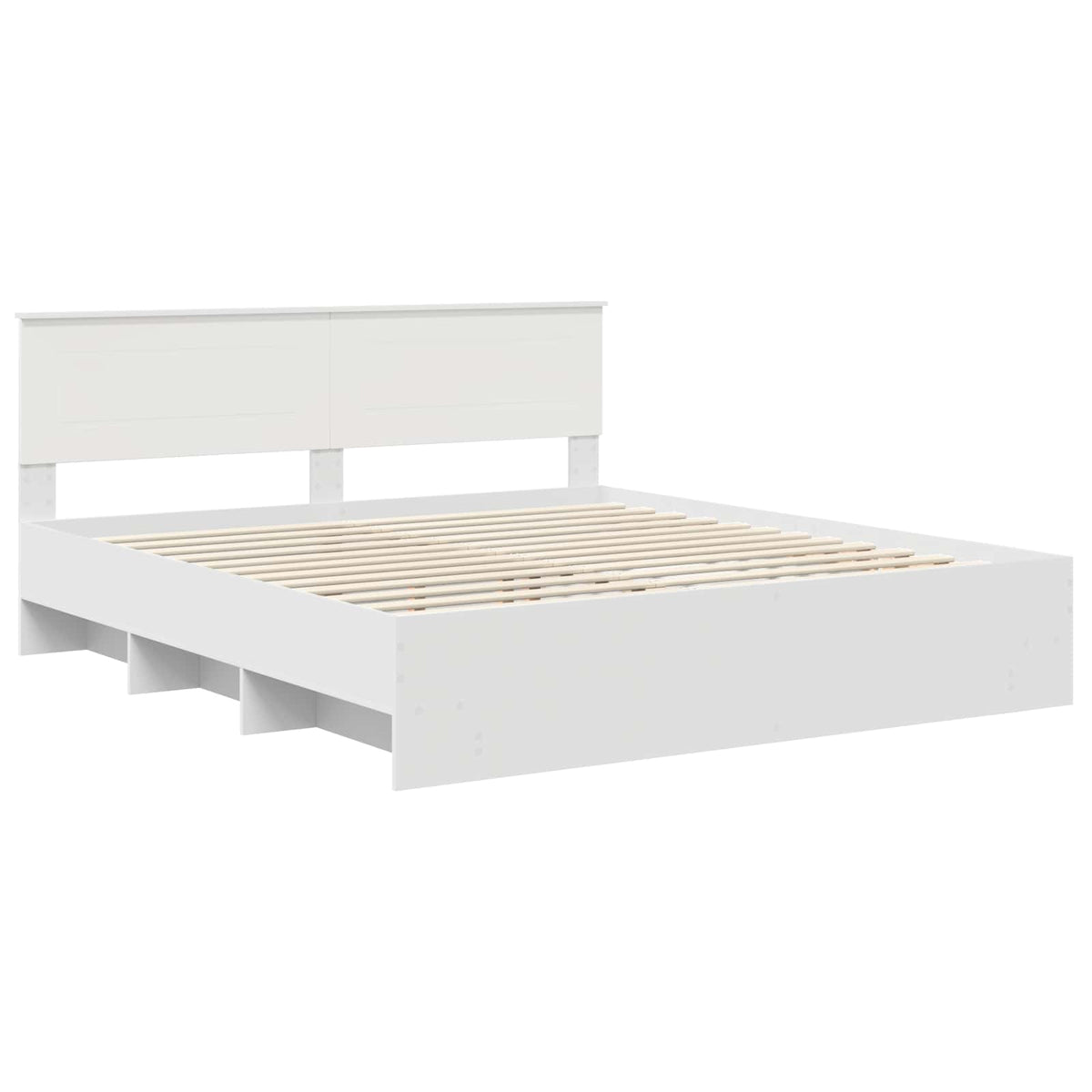 Bed Frame with Headboard Engineered Wood Length 200 cm White 200 cm