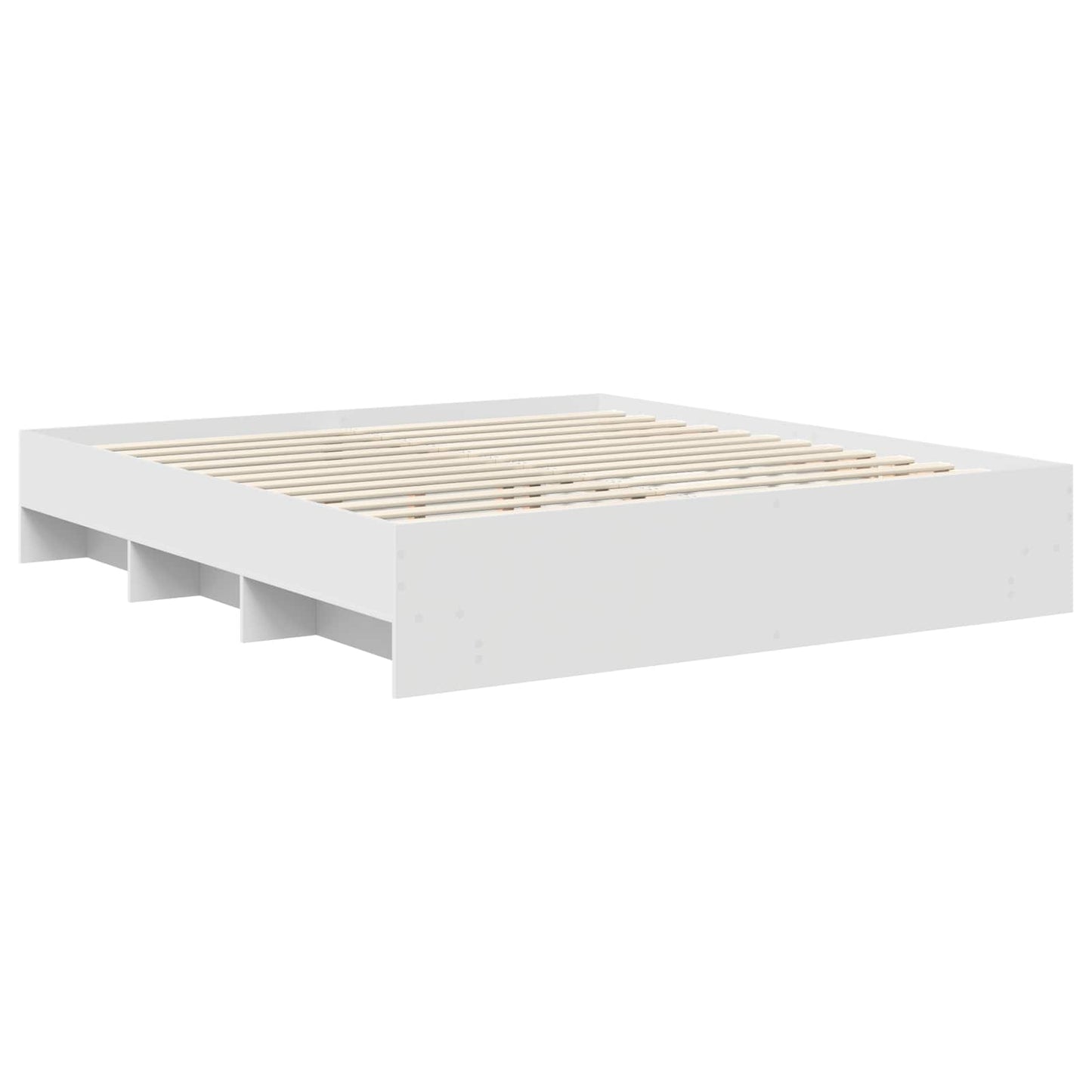 vidaXL Bed Frame with Headboard White 200 x 200 cm Engineered Wood 5