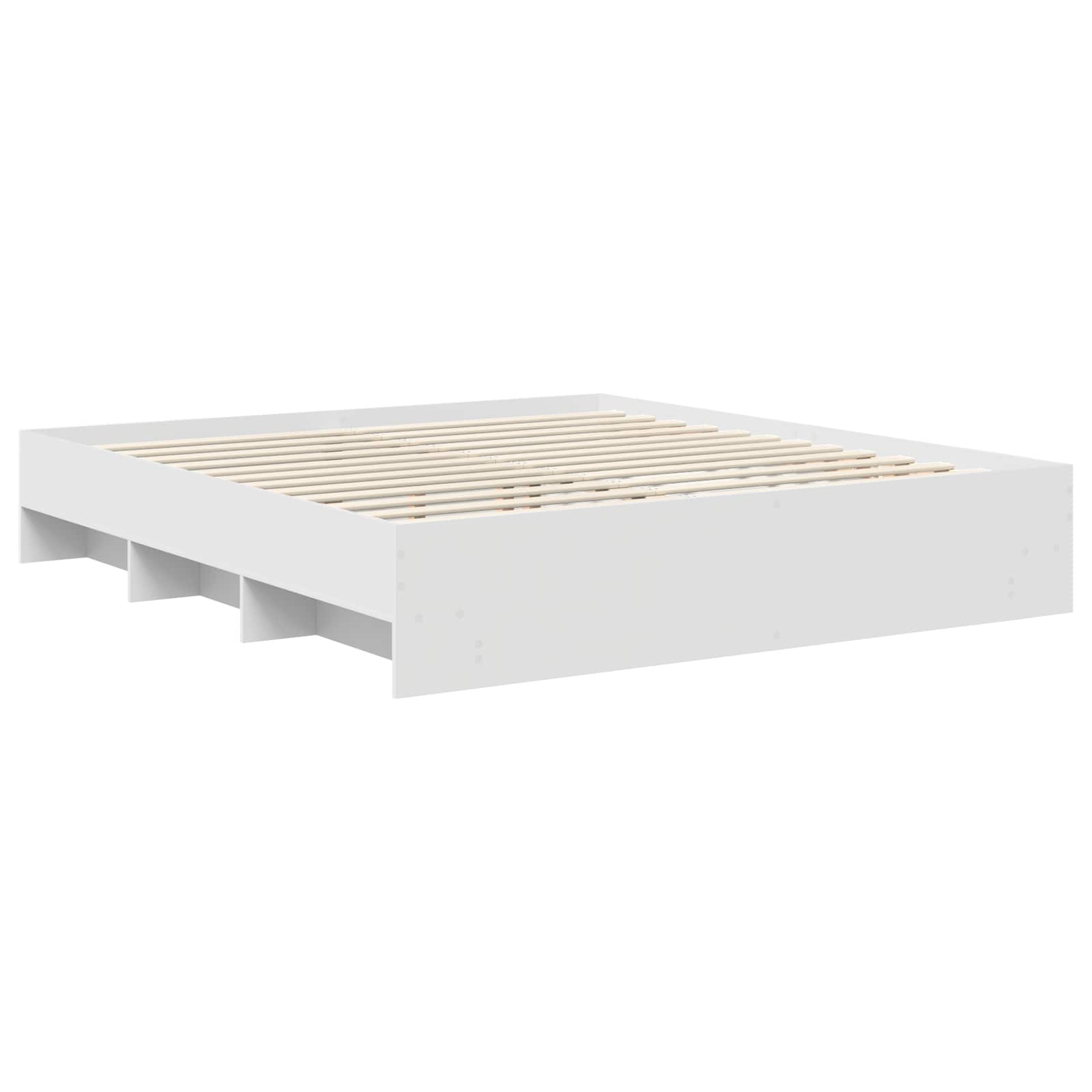 vidaXL Bed Frame with Headboard White 200 x 200 cm Engineered Wood 5