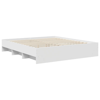 vidaXL Bed Frame with Headboard White 200 x 200 cm Engineered Wood 5