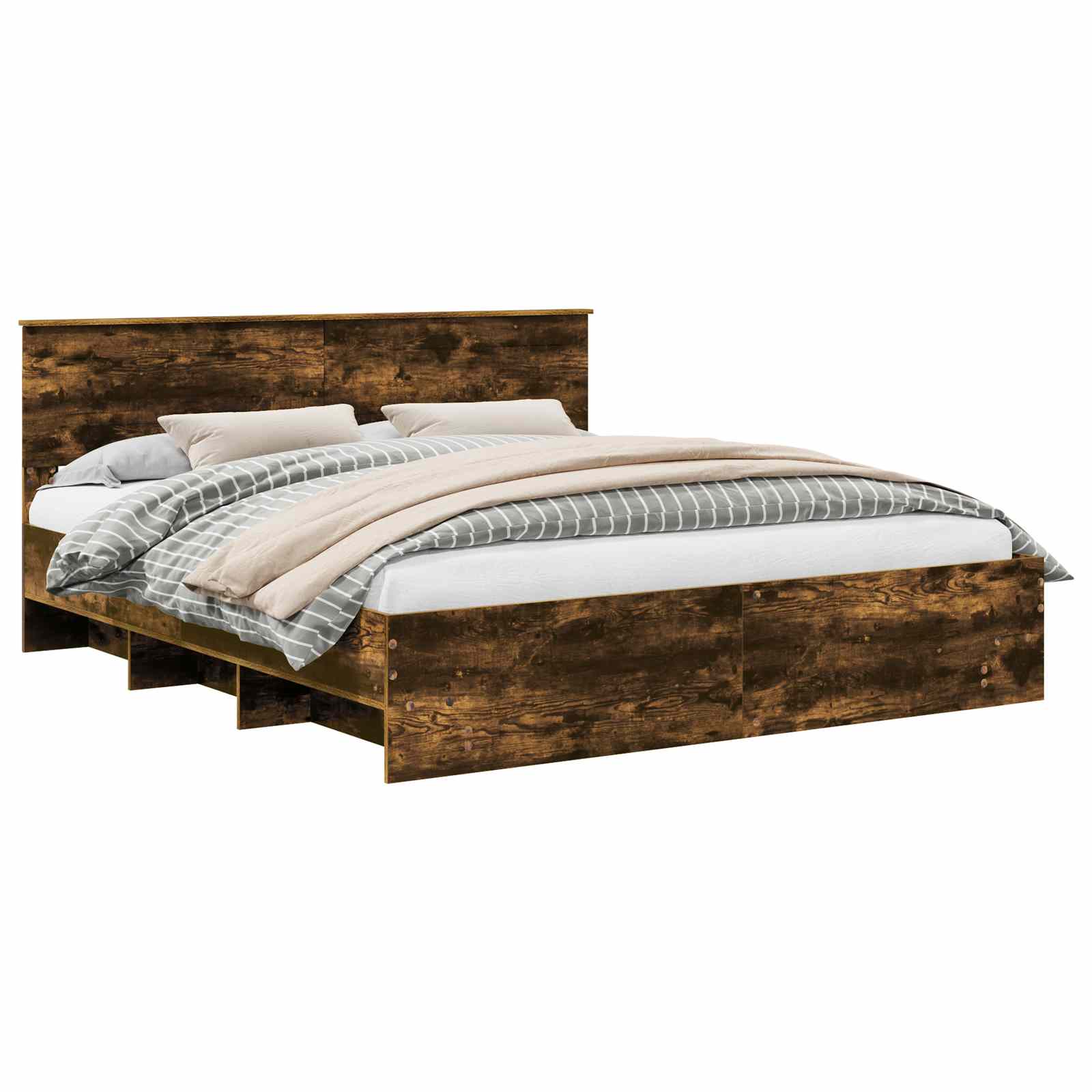 vidaXL Bed Frame Smoked Oak 200 x 200 cm Engineered Wood 2