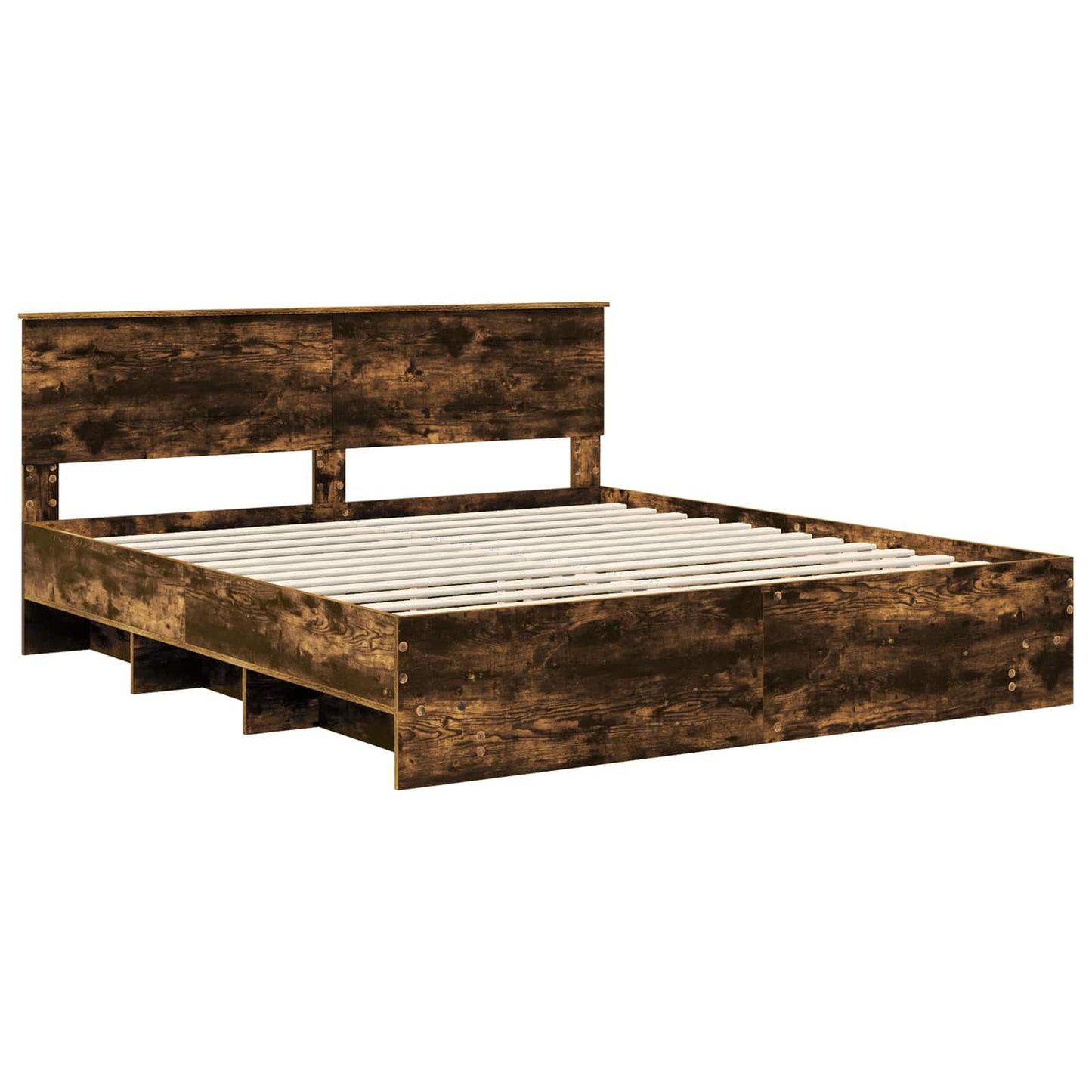 vidaXL Bed Frame Smoked Oak 200 x 200 cm Engineered Wood 4