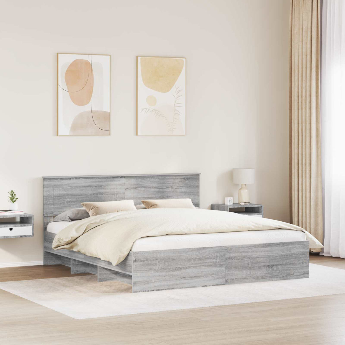 Bed Frame Engineered Wood Length 200 cm Grey sonoma 200 cm
