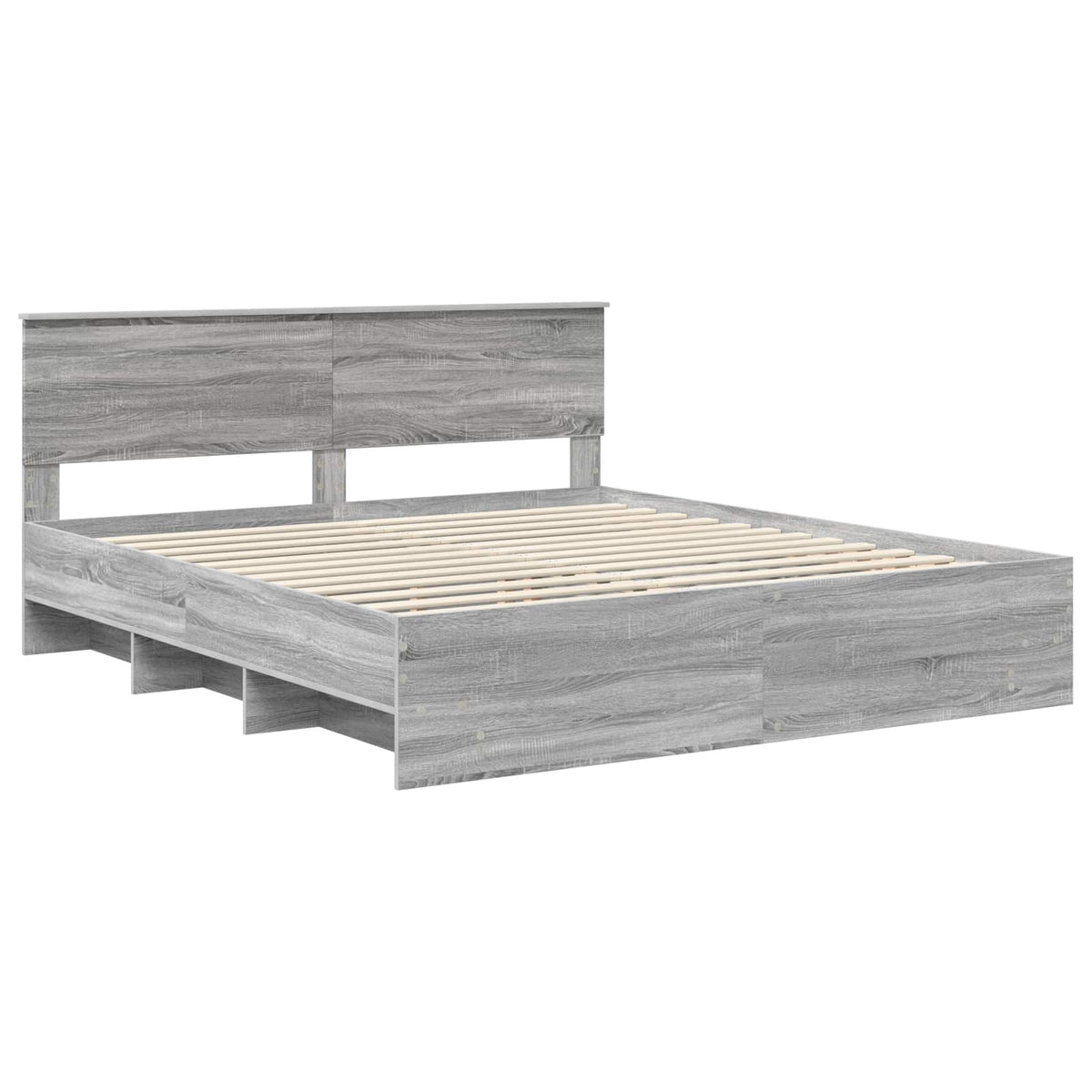 vidaXL Bed Frame Grey Sonoma 200 x 200 cm Engineered Wood 4