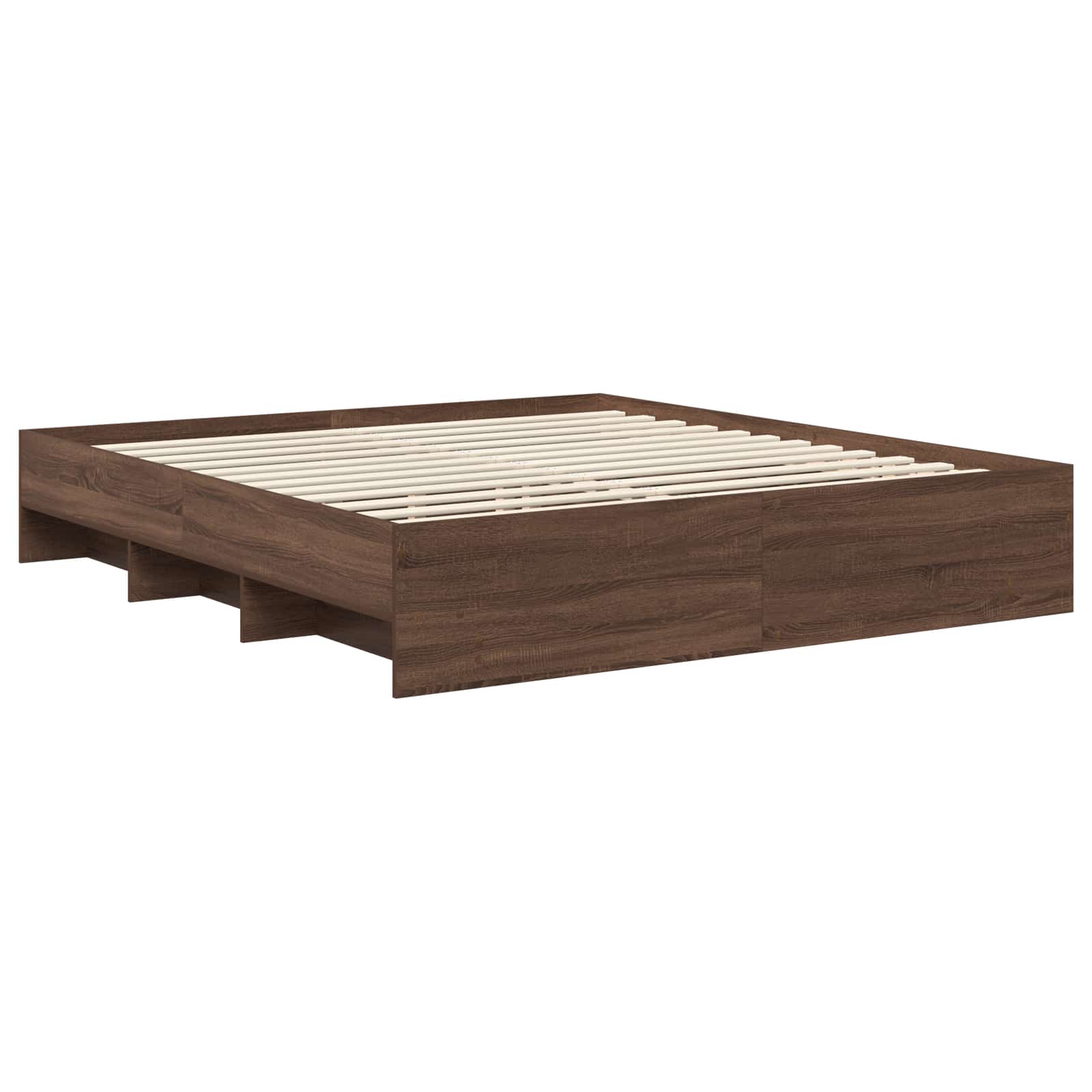 vidaXL Bed Frame with Headboard Brown Oak 200 x 200 cm Engineered Wood 5
