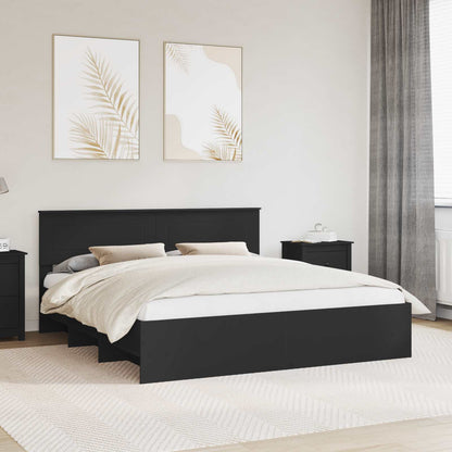 vidaXL Bed Frame with Headboard Black 180 x 200 cm Engineered Wood 1