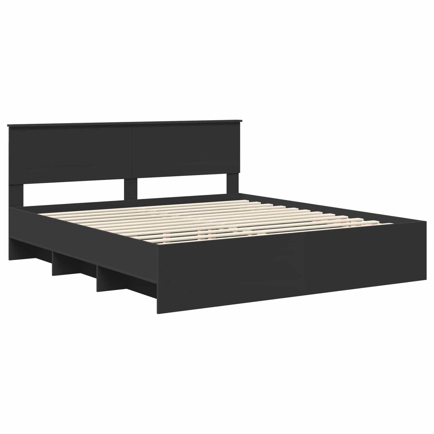 vidaXL Bed Frame with Headboard Black 180 x 200 cm Engineered Wood 4