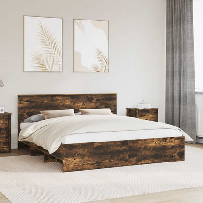 vidaXL Bed Frame Smoked Oak 180 x 200 cm Engineered Wood 1