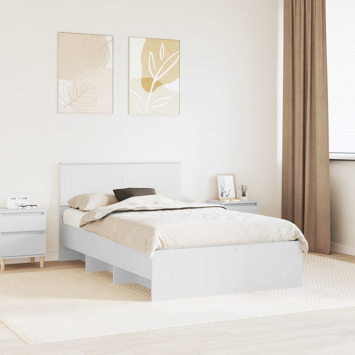 Bed Frame with Headboard Engineered Wood Length 200 cm White 120 cm