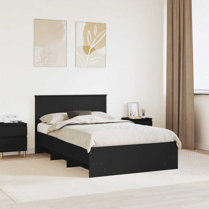 Bed Frame with Headboard Engineered Wood Length 200 cm Black 120 cm
