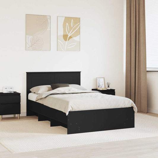 Bed Frame with Headboard Engineered Wood Length 200 cm Black 120 cm