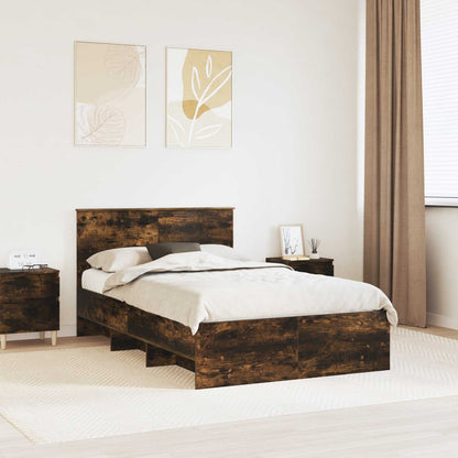 vidaXL Bed Frame Engineered Wood Length 200 cm Smoked oak