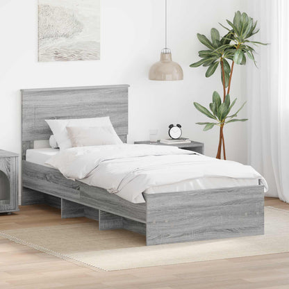 vidaXL Bed Frame Engineered Wood Length 200 cm Grey sonoma