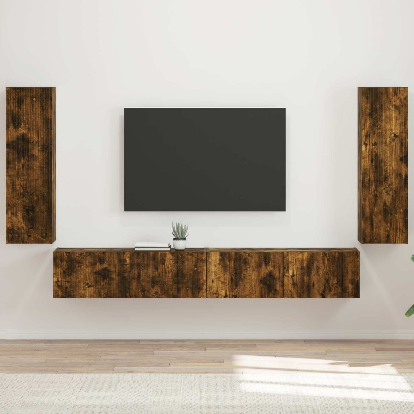 vidaXL TV Wall Cabinet Set 4 pcs Smoked Oak Engineered Wood 1