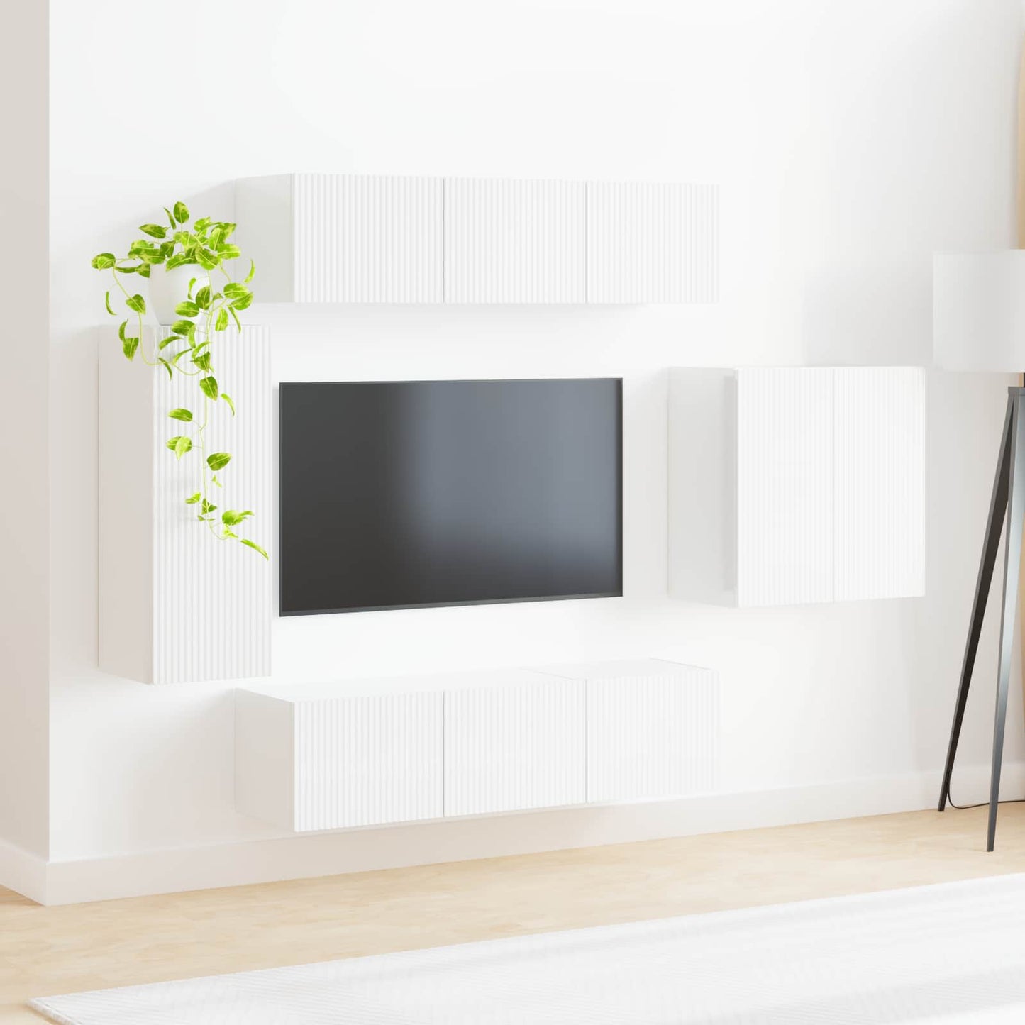 vidaXL TV Wall Cabinet Set 6 pcs White 4