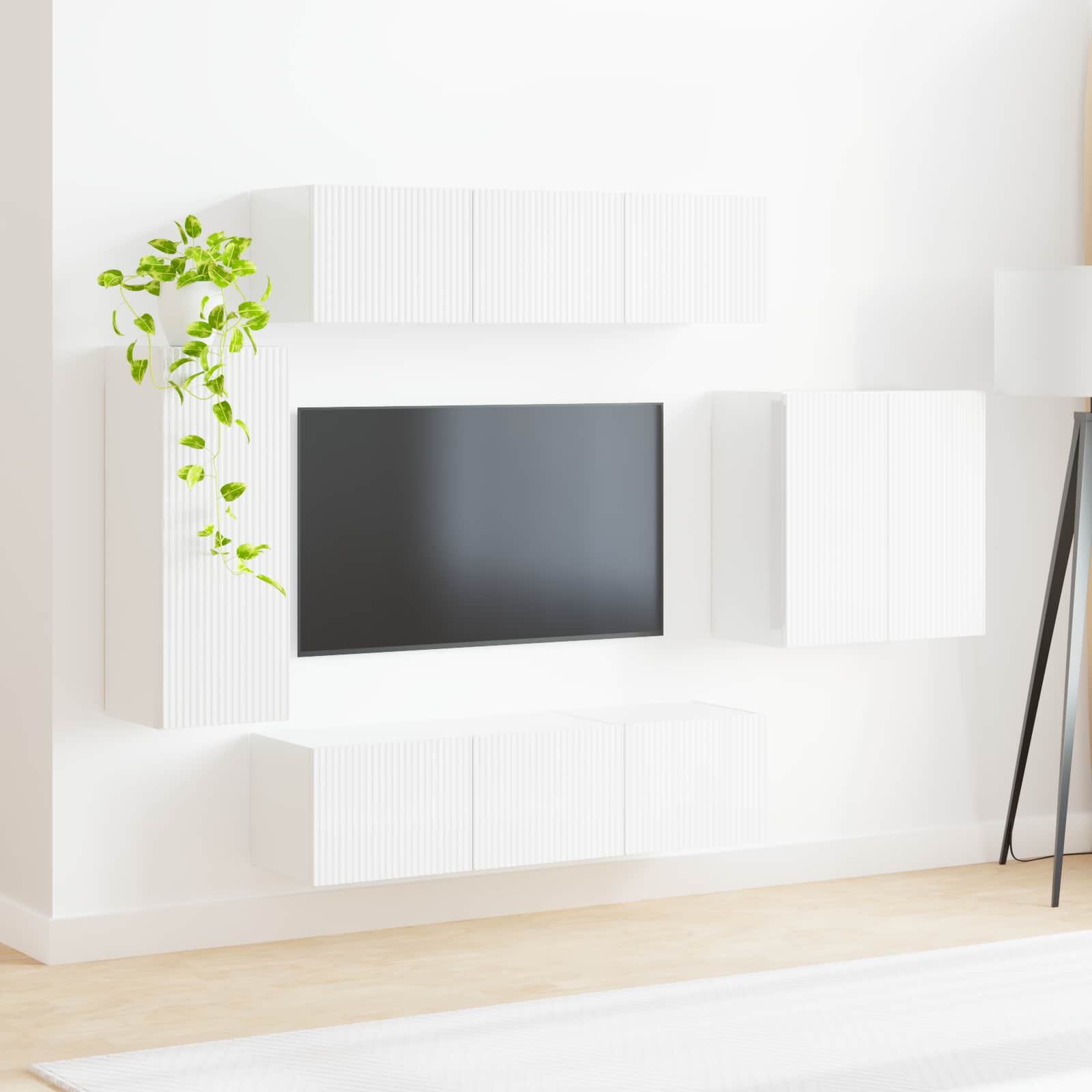 vidaXL TV Wall Cabinet Set 6 pcs White 4
