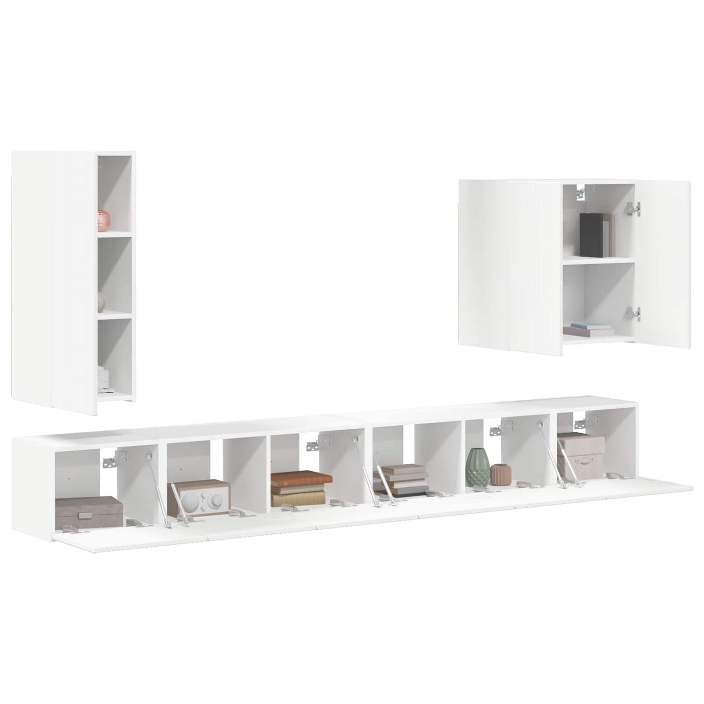 vidaXL TV Wall Cabinet Set 6 pcs White 3