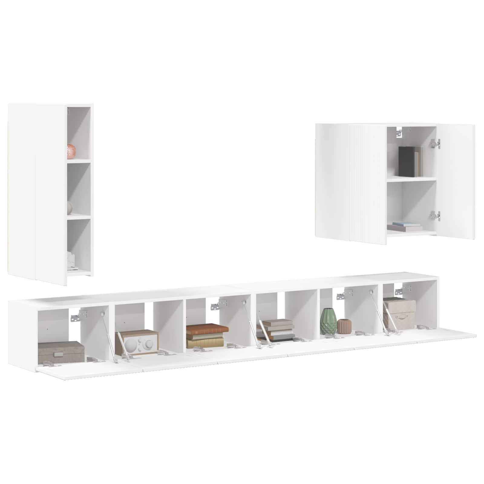 vidaXL TV Wall Cabinet Set 6 pcs White 3